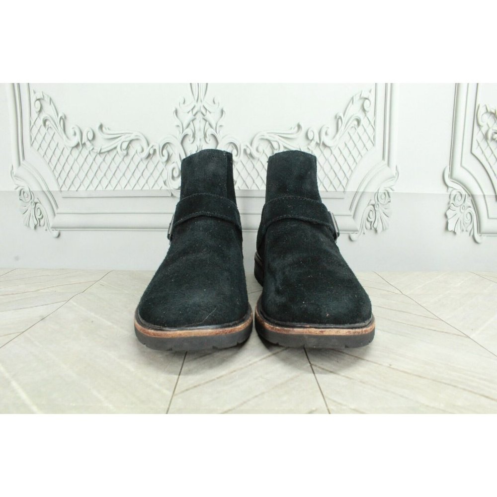LL Bean Black Suede Slip On Buckled Chelsea Ankle Booties Size 9.5 M - Picture 4 of 8